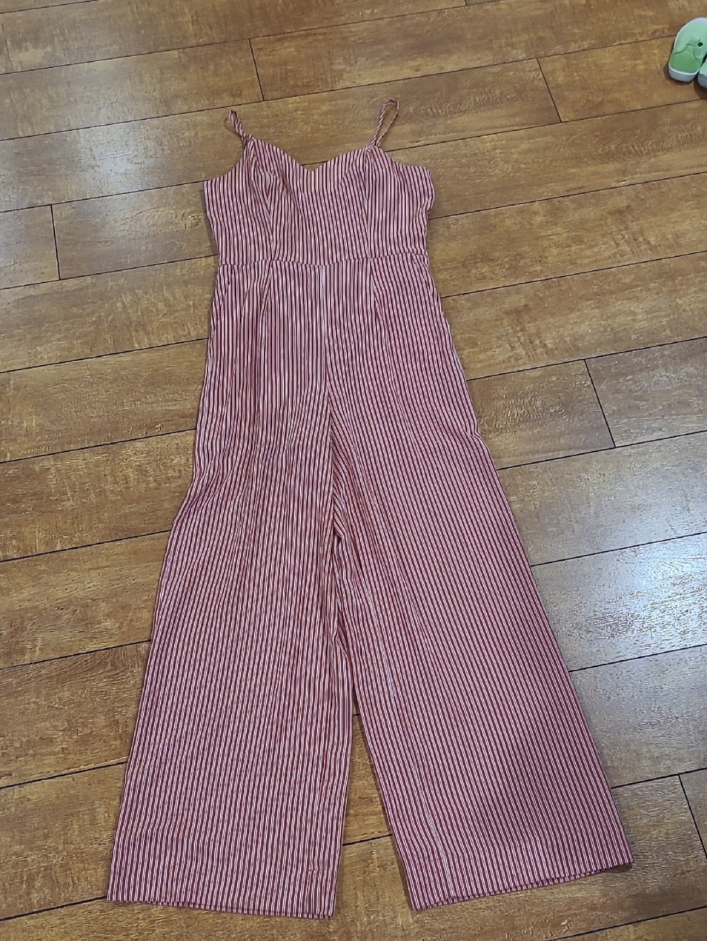 J.O.A. Red and White Striped Wide-Leg Jumpsuit
